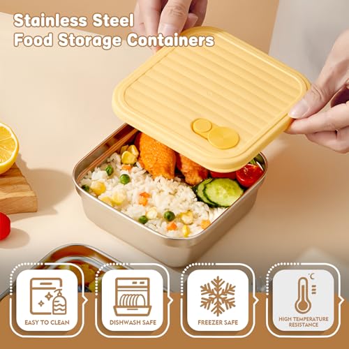 CLWVPCOT 2 Pack Sandwich Containers, 20oz Stainless Steel Sandwich Box with Lids, Reusable Metal Meal Prep Lunch Boxes, BPA-Free, Dishwasher Safe, Food Storage Containers for Snacks & Fruits (White, Green) - Image 3