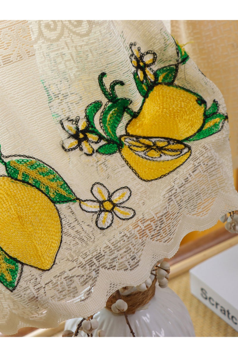 150x55cm 1PC yellow American Lemon Embroidery Short Curtain Kitchen Living Room Cabinet Dust Partiti