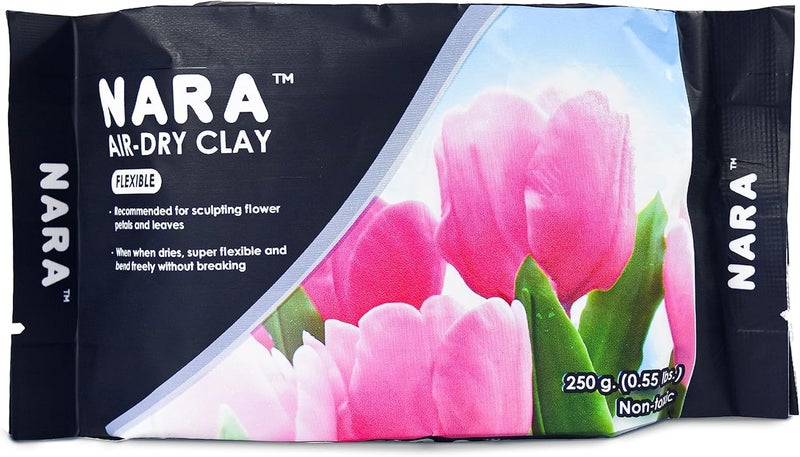 Nara Air-Dry Modelling Clay (0.55 lbs.) Flexible & Translucent in Foil Pack, White, Soft Smooth, High Flexibility, Bend Freely, Non-Toxic, Perfect for Sculpting, Flower Making, Coating and More! - Image 1