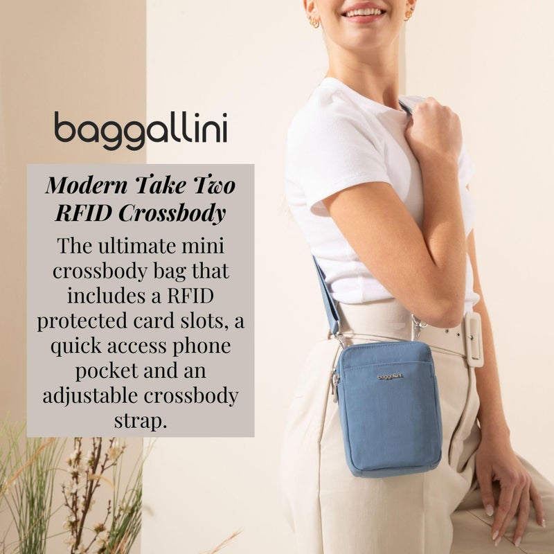 Baggallini Modern Take Two RFID Crossbody - 5"x7" Lightweight Small Phone Wallet Crossbody Bag - Nylon Travel Purse - Image 2