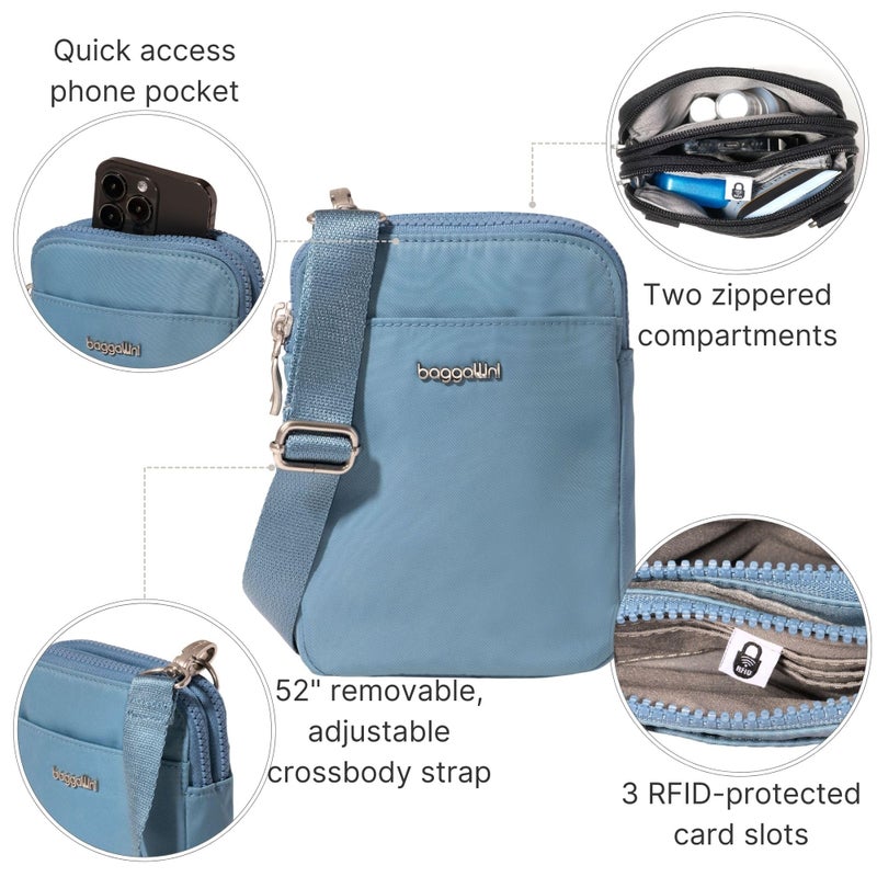 Baggallini Modern Take Two RFID Crossbody - 5"x7" Lightweight Small Phone Wallet Crossbody Bag - Nylon Travel Purse - Image 4