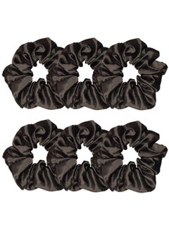 Sufermoe Sufermoe 6 Pcs Satin Silk Hair Scrunchies Hair Accessories Soft Hair Ties for Women and Girls 45 Inch Black 