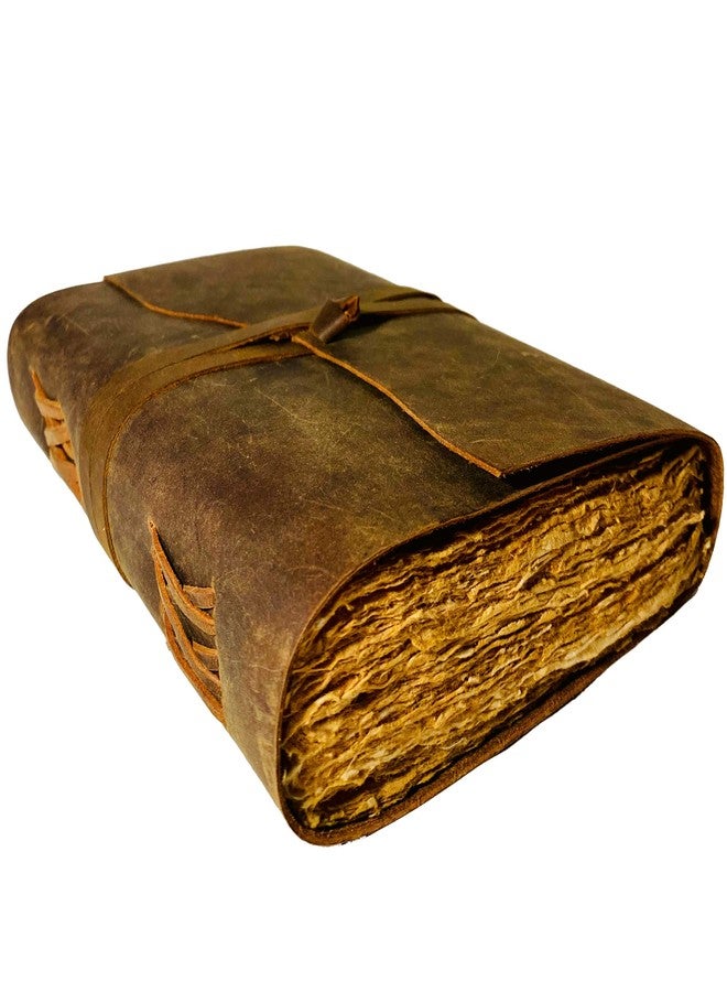 Modest Goods Vintage Leather Journal Deckle Edge Rustic Paper, Unlined Pages Book of Shadows, leatherbound Grimoire, Junk Notebook, Fantasy Medieval Gifts, Sketchbook, Scrapbook (Rustic Brown, 9x6) - Image 1