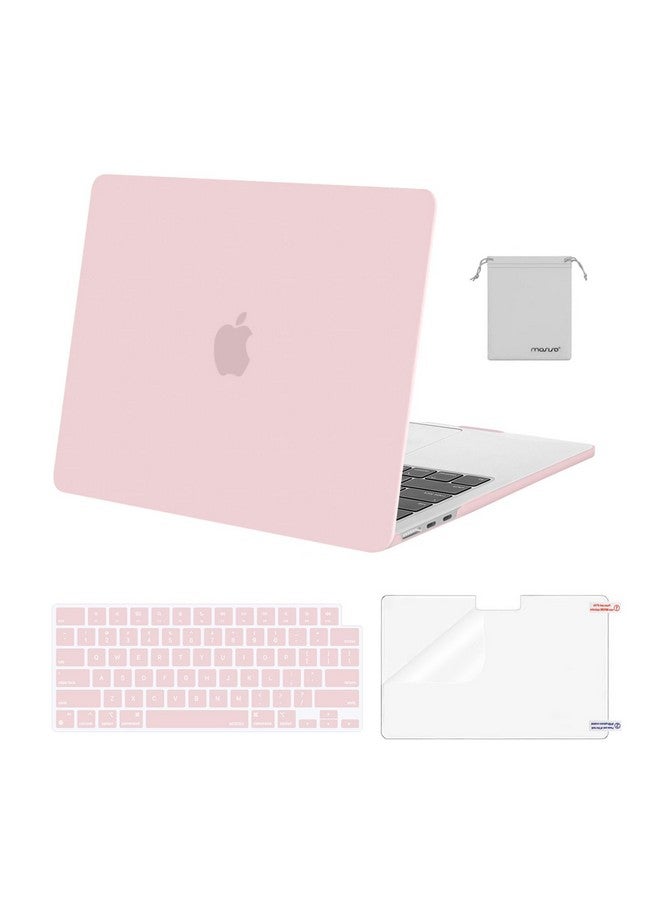موسيسو جراب موسيسو متوافق مع ماك بوك اير 13 بوصة 2025 2024 2023 2022 M4 A3240 M3 A3113 M2 A2681، غلاف بلاستيكي صلب وغطاء لوحة مفاتيح وغشاء شاشة وحقيبة لجهاز ماك بوك اير 13.6 بوصة، وردي فاتح - Image 1
