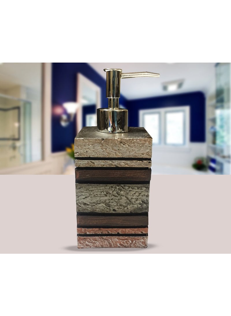 Sterling - Sterling soap Dispenser Set for Bathroom - Liquid Soap Dispenser, Toothbrush Holder, Tumbler & Soap Dish Holder SMS-293 Natural Stone Finish Polyresign 4 Pieces - Image 1