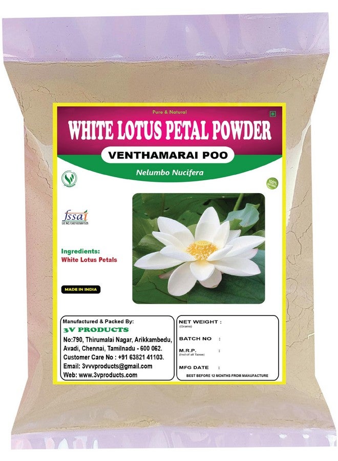 3V PRODUCTS 3V PRODUCTS White Lotus Powder 200g | Venthamarai powder | Nelumbo Nucifera Powder (Pack of 2x100g)  - Image 1