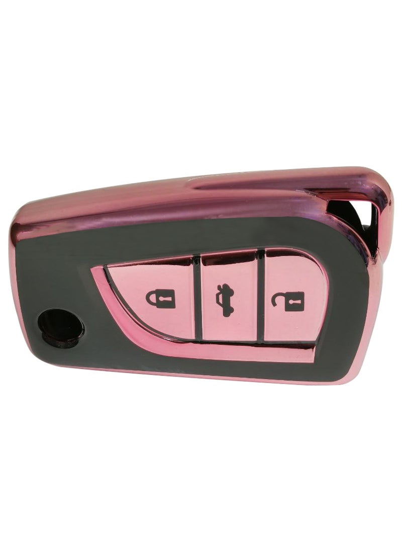 TOYOTA - Toyota Corolla 3 Button Remote Key Fob Case TPU Car Key Case 1 Pcs Car Key Fob Cover Pink - Image 1