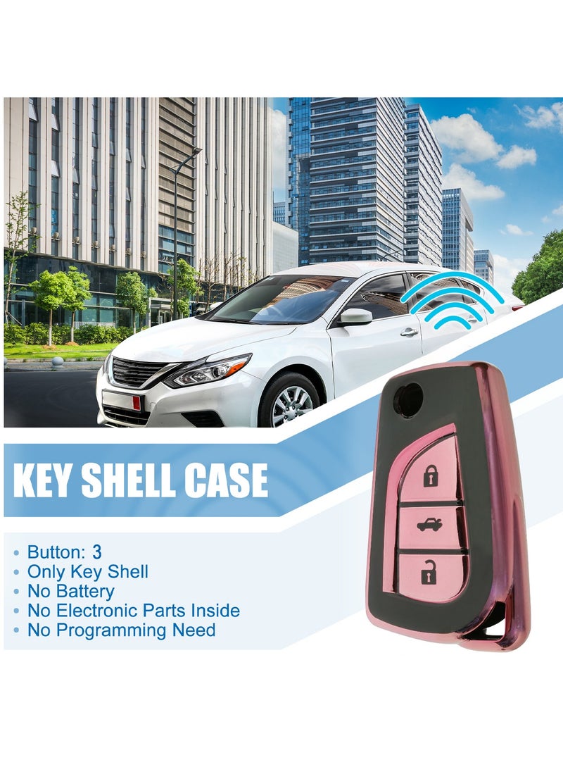 TOYOTA - Toyota Corolla 3 Button Remote Key Fob Case TPU Car Key Case 1 Pcs Car Key Fob Cover Pink - Image 1