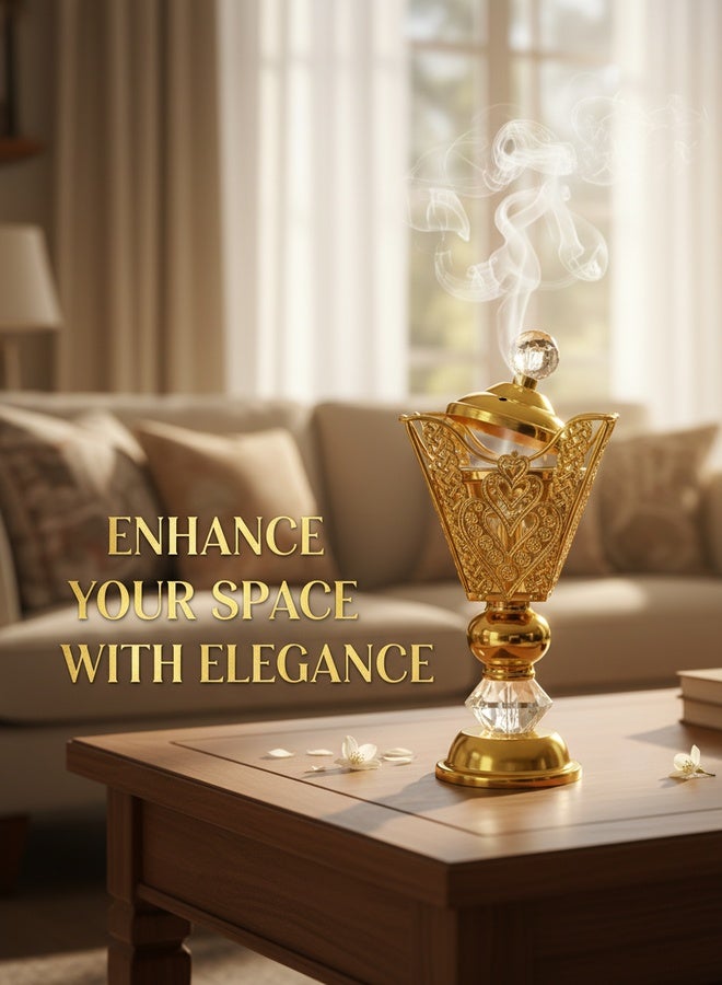 DQ faith Light Luxury Heart Carved Crystal Aromatherapy Stove, Middle Eastern Style Home Atmosphere Decoration - Image 2