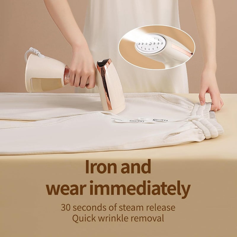 TokFaa Steamer for Clothes, Portable Handheld Garment Fabric Wrinkles Remover, 280ml Large Detachable Water Tank, 1500W，Strong Penetrating Steam for Home Travel Office（Gold） - Image 4