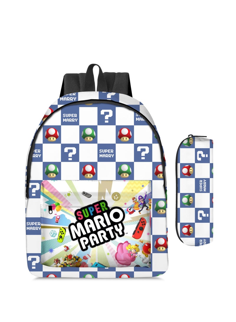 2 Pcs Super Mario School Backpack And Pencil Case Multicolour Made In China  - Image 1