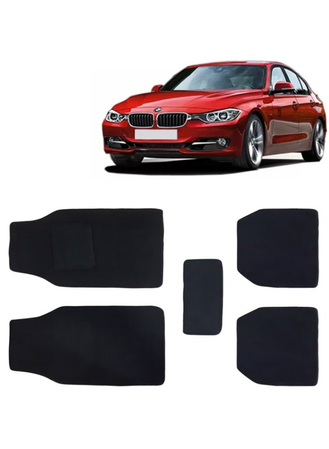 Classic Carpet Style Universal Car Mats for BMW 3 Series, 2013-2018 Model, Black Color Anti Slip Car Floor Foot Mats, Complete Set of 5 Piece, Executive Series - Image 1