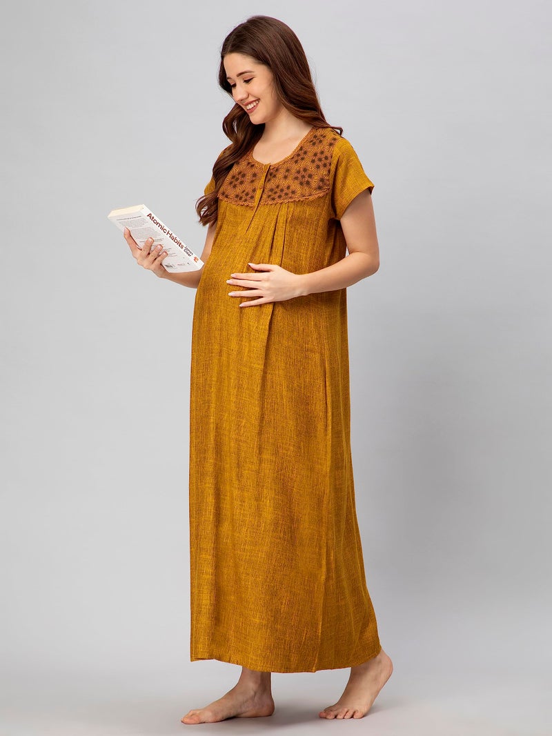 CEE 18 Women's Cotton Rayon Feeding Nighty Sleep wear Printed Stylish and Comfortable Pre and Post Maternity Nighty|Motherhood Nightdress with Zippers - Image 4