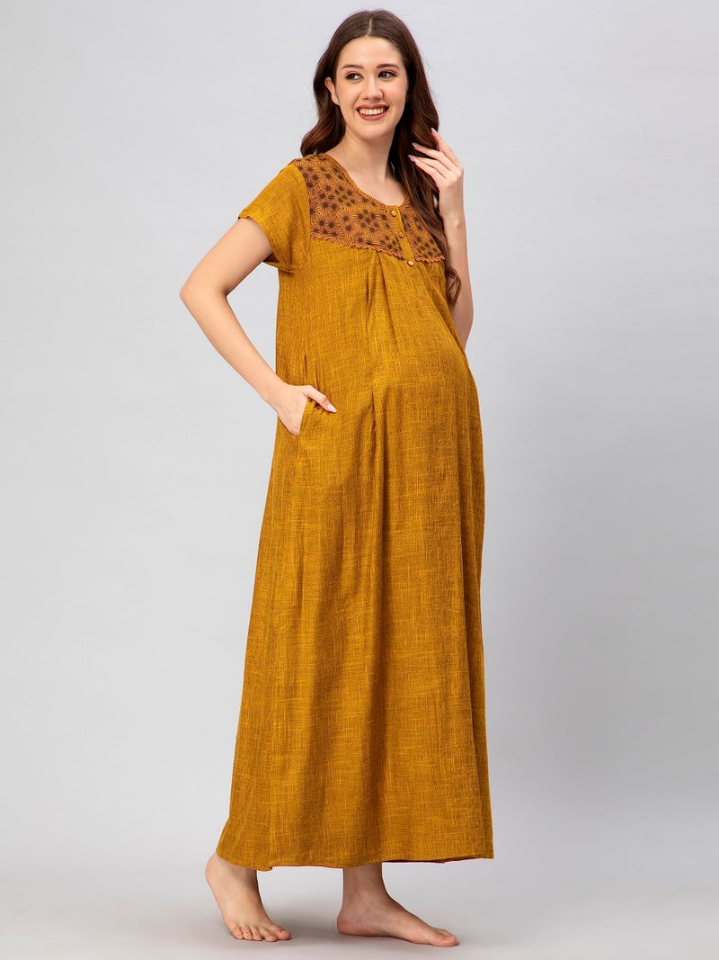 CEE 18 Women's Cotton Rayon Feeding Nighty Sleep wear Printed Stylish and Comfortable Pre and Post Maternity Nighty|Motherhood Nightdress with Zippers - Image 3
