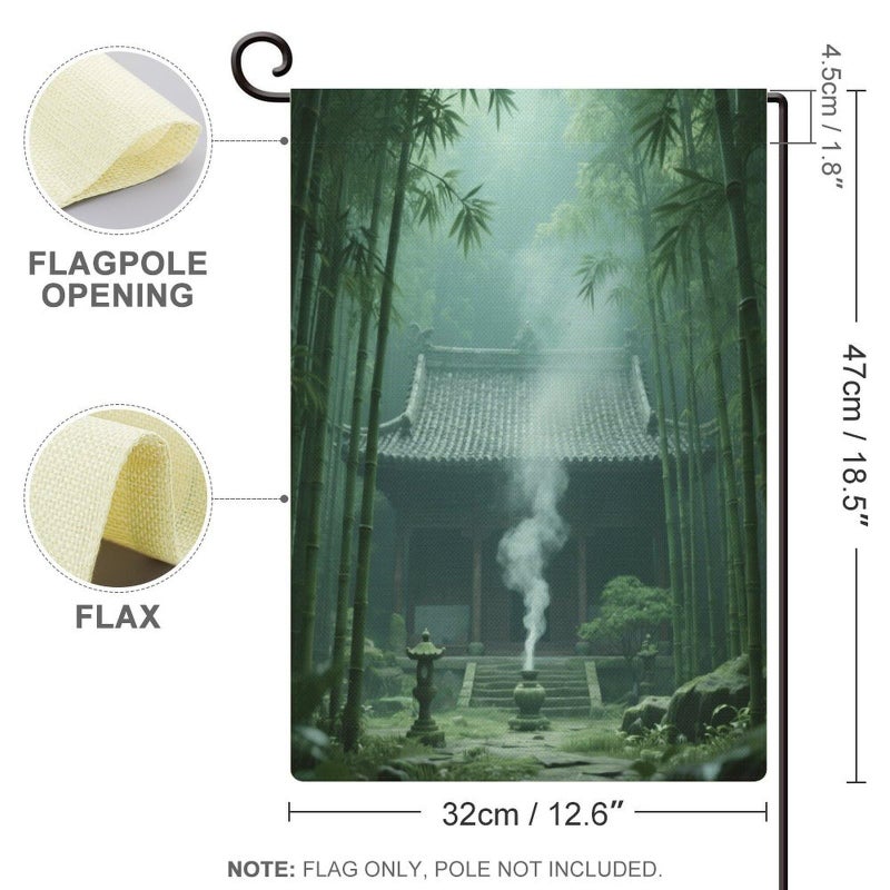 Double Sided Burlap Garden Flag 18.5x12.6 Inch Bamboo Forest Temple Outdoor Yard Decoration - Image 3