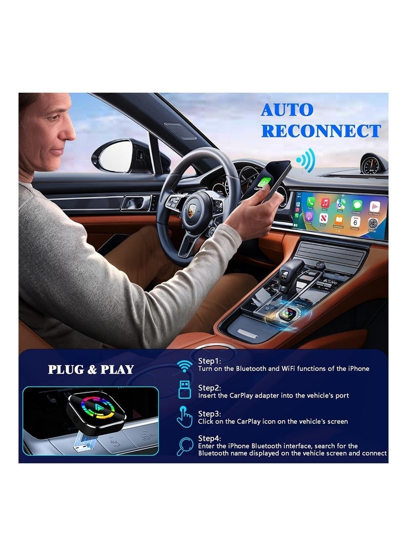 ديقيساند محول CarPlay لاسلكي مطور من سلكي إلى لاسلكي لأنظمة Apple CarPlay وAndroid Auto، محول CarPlay بتصميم Mini USB مع منفذ تمديد من النوع C، سهل الاستخدام، اتصال مستقر وبدون تأخير - Image 3