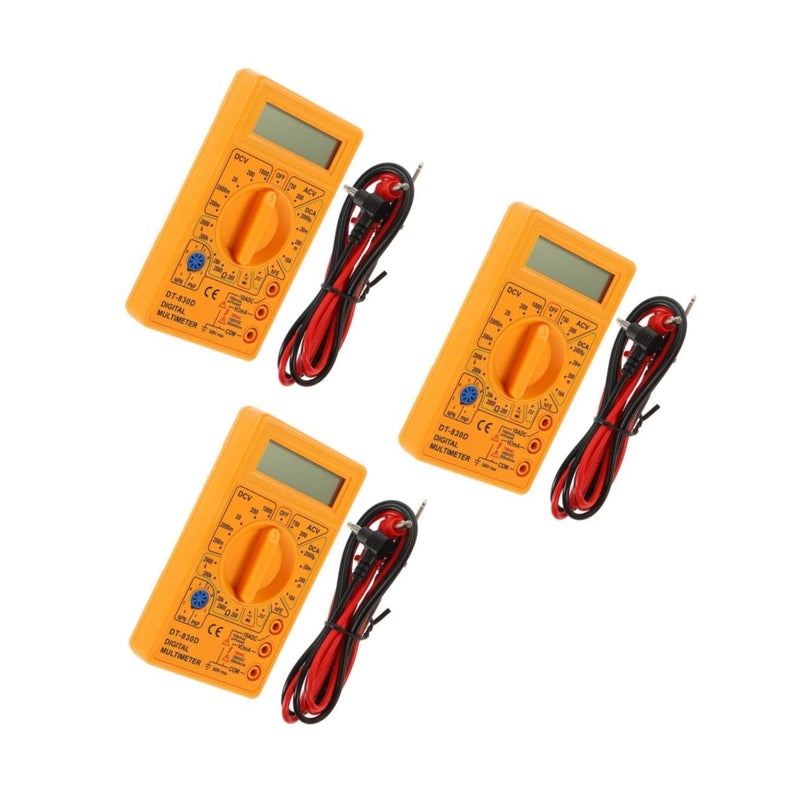 3 Pcs Digital Multimeter Voltage Ampere Ohm Tester LCD Display Overload Protection - Image 2