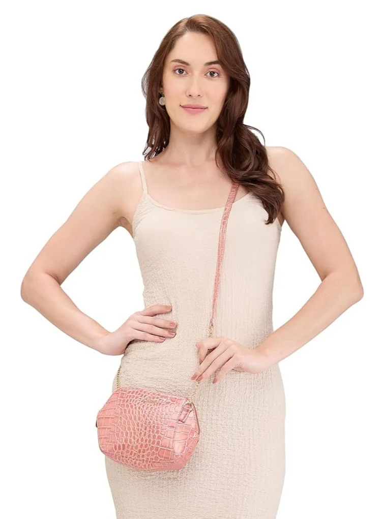 CAPRESE Caprese Miranda Sling Bag, Pink-Small | Stylish Handbag for Women with Animal Print | Adjustable Strap & Spacious Interiors | Perfect Ladies Purse for Carrying Everyday Essentials & Travel