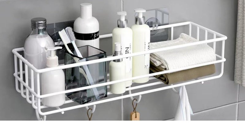 Oslen Self-Adhesive Multipurpose Bathroom Rack, Bathroom Shelf Organizer, Wall Mounted Shelf,Bathroom Accessories Set for Home,Bathroom Shelves (White) - Image 2