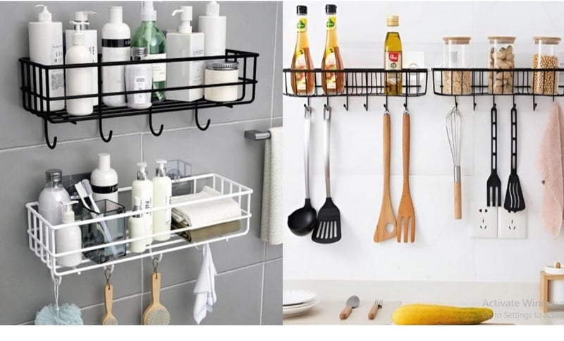 Oslen Self-Adhesive Multipurpose Bathroom Rack, Bathroom Shelf Organizer, Wall Mounted Shelf,Bathroom Accessories Set for Home,Bathroom Shelves (White) - Image 4