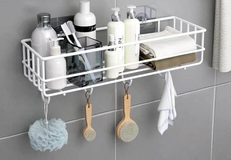 Oslen Self-Adhesive Multipurpose Bathroom Rack, Bathroom Shelf Organizer, Wall Mounted Shelf,Bathroom Accessories Set for Home,Bathroom Shelves (White) - Image 1