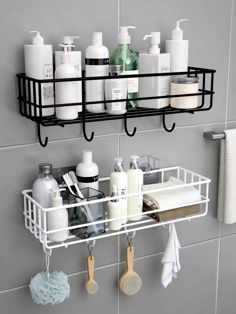 Oslen Self-Adhesive Multipurpose Bathroom Rack, Bathroom Shelf Organizer, Wall Mounted Shelf,Bathroom Accessories Set for Home,Bathroom Shelves (White) - Image 3