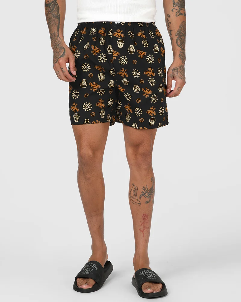بيواكوف Men's Black All Over Printed Boxers