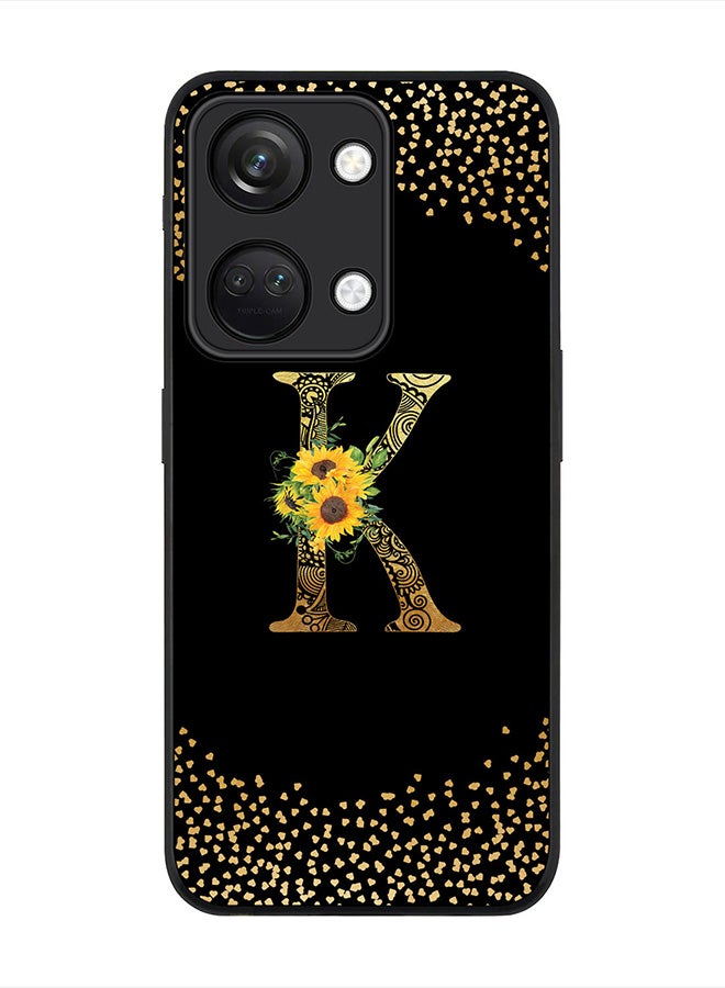 Stylizedd Rugged Black Cover for ONEPLUS NORD 3 5G / OnePlus Ace 2V Case,Slim Fit Custom Monogram Initial Letter Mandala Floral Pattern Alphabet- K  (Black) - Image 1