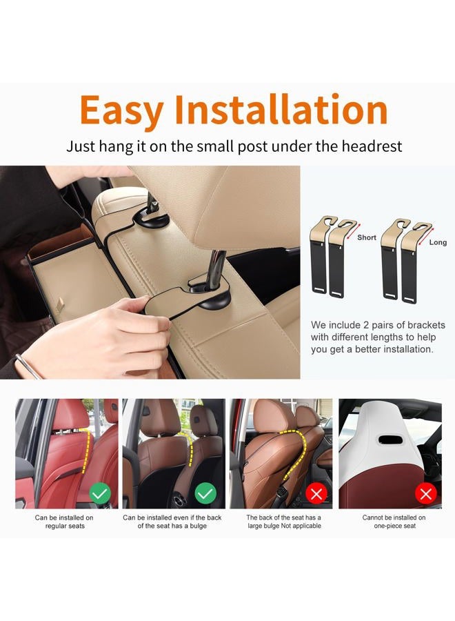 Sancaral Car Seat Organizer - Cup Holders, car Tissue Holder, and Hooks to Keep Your Backseat Neat! (Beige) - Image 5
