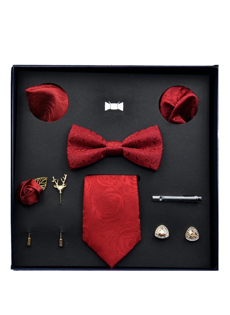 Generic 8 pcs high-end tie men's business professional formal tie bow tie cufflinks fashion accessories gift box  - Image 1