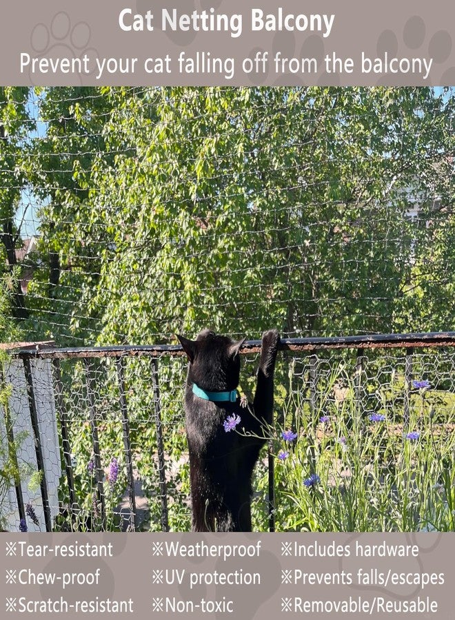 POYEE 10X13FT Cat Netting Balcony Protection Cat Barrier Balcony Safety Mesh Screen for Pets Catio for Apartment Balcony Window Stairs - Image 3