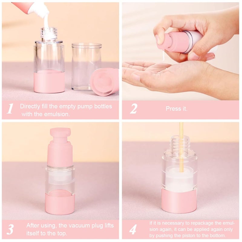 M'AYCREATE MAYCREATE® 4pcs Airless Pump Bottles 30ml Vacuum Travel Bottles for Toiletries, 3 Cream Pump Bottle & 1 Spray Bottle Combo, 4 in 1 Refill Travel Dispenser Bottle Kit for Lotion Shampoo Foundation - Image 3