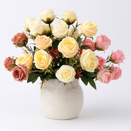 ARTSY® Artificial Flowers Bunch for Decoration Rose Flowers, Ideal for vase, Home, Office Decor, Gifts, Craft, Artificial Plants, Without vase, Assorted, Combo, 4 Pieces, 35 cm Height,Fabric - Image 4