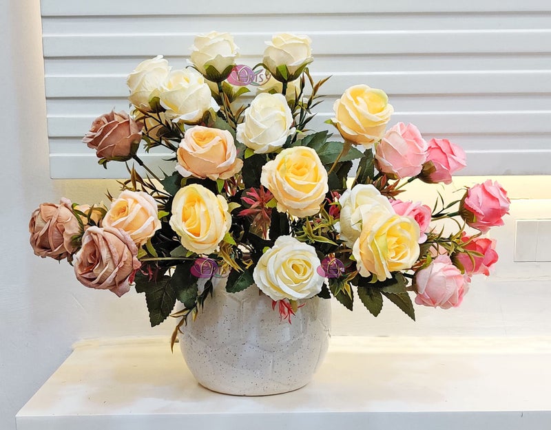 ARTSY® Artificial Flowers Bunch for Decoration Rose Flowers, Ideal for vase, Home, Office Decor, Gifts, Craft, Artificial Plants, Without vase, Assorted, Combo, 4 Pieces, 35 cm Height,Fabric - Image 3
