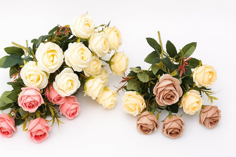 ARTSY® Artificial Flowers Bunch for Decoration Rose Flowers, Ideal for vase, Home, Office Decor, Gifts, Craft, Artificial Plants, Without vase, Assorted, Combo, 4 Pieces, 35 cm Height,Fabric - Image 5