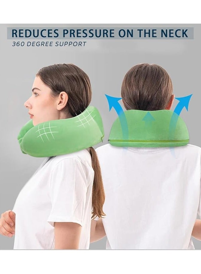 MIRFA Velvet and Memory Foam Neck Support Travel Pillow For Adults (Light Green)  - Image 2