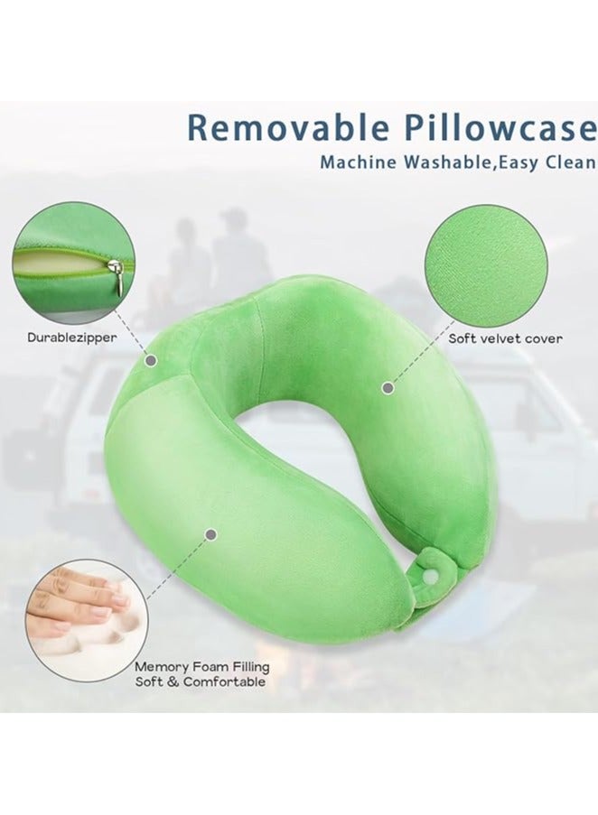 MIRFA Velvet and Memory Foam Neck Support Travel Pillow For Adults (Light Green)  - Image 3
