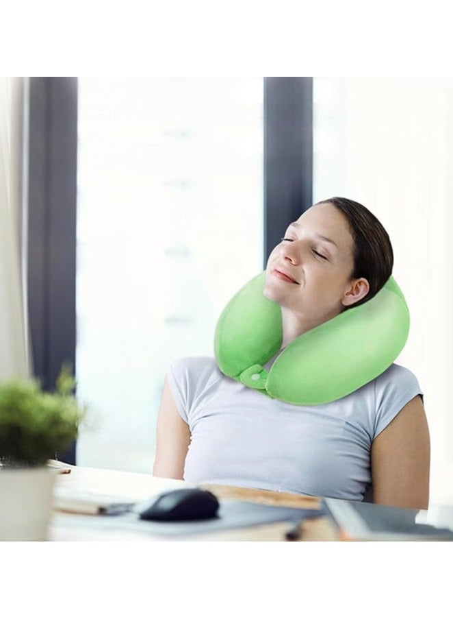 MIRFA Velvet and Memory Foam Neck Support Travel Pillow For Adults (Light Green)  - Image 4
