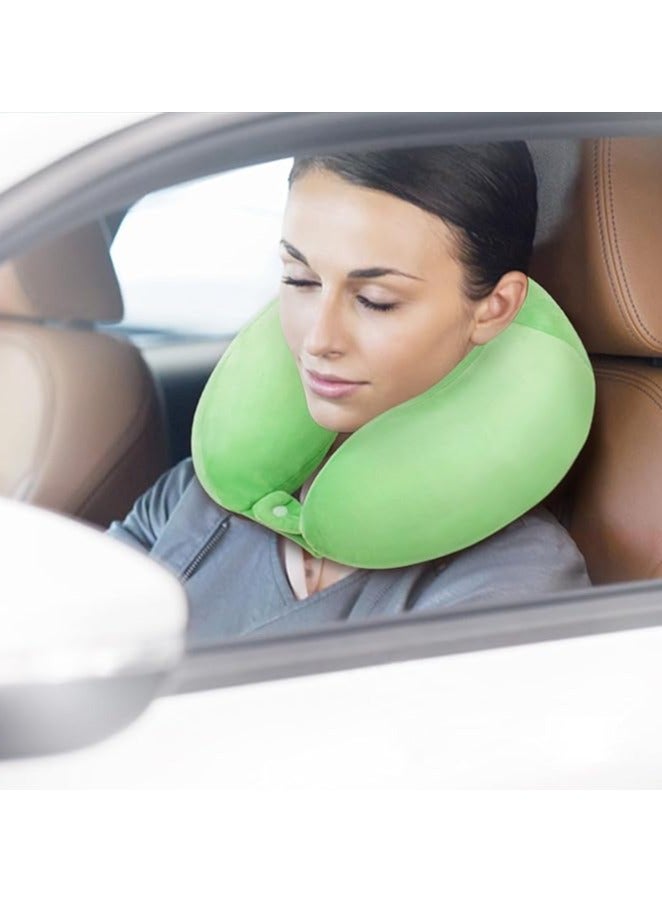 MIRFA Velvet and Memory Foam Neck Support Travel Pillow For Adults (Light Green)  - Image 5