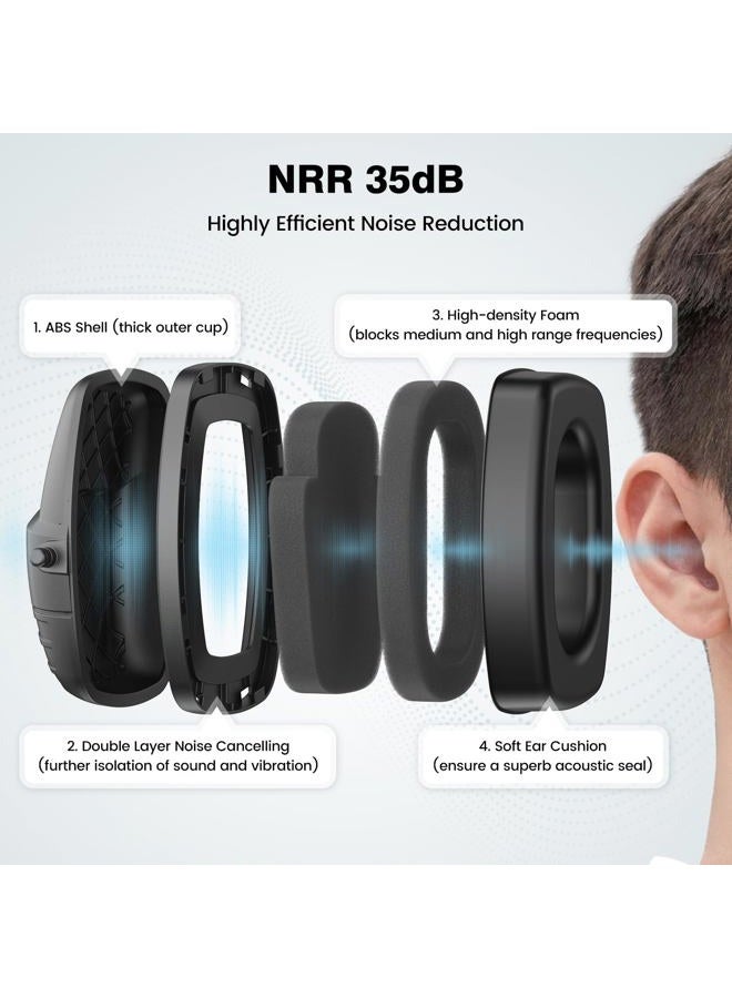 Link Dream Ear Protection Ear Muffs Noise Reduction SNR 35dB Hearing Protection Kids Adult Shooting Gun Range Mowing Woodwork (Black) - Image 2