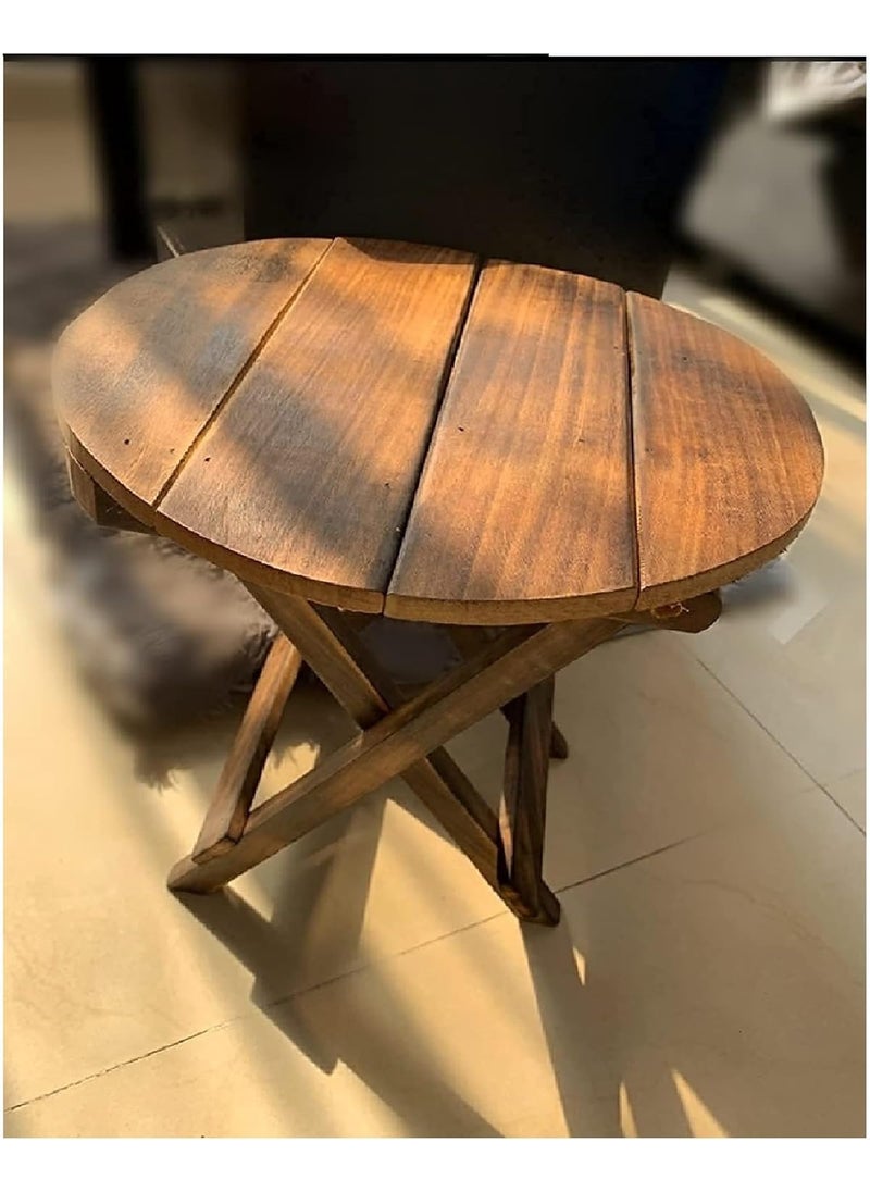 SMARTS COLLECTION SMARTS COLLECTION Mango Wood Round Side Table Perfect for Living Room or Bedroom Furniture Solid Wood Construction Brown 