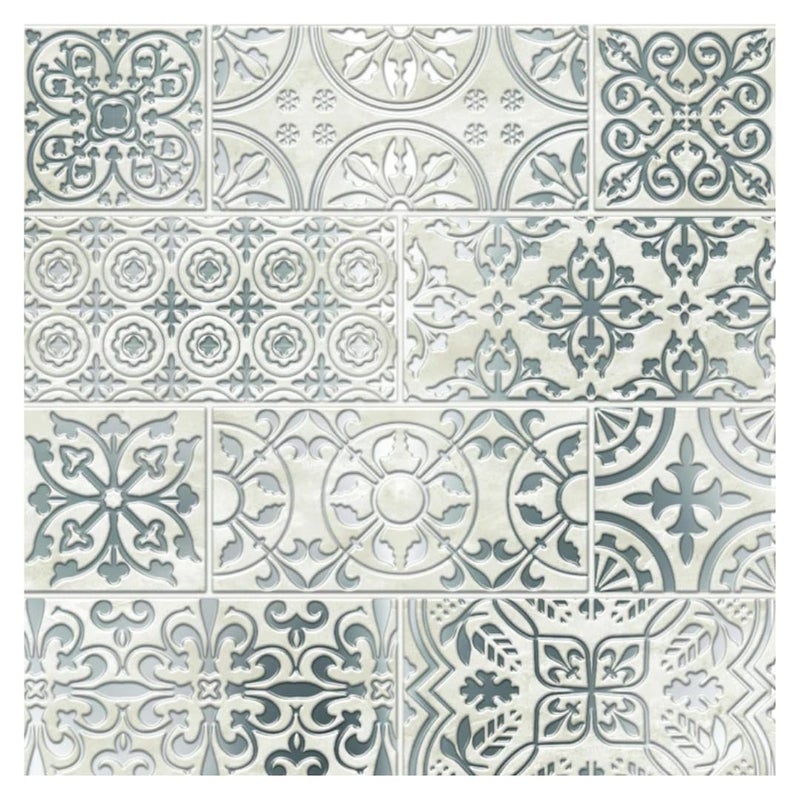 Main Street 24-Pack of 8 x8 Peel and Stick Backsplash Wallpaper Tiles White and Silver Stone Mosaic Removable Self Adhesive Wall Tile for Kitchen, Renter-Friendly for Your Home and DIY Projects - Image 1