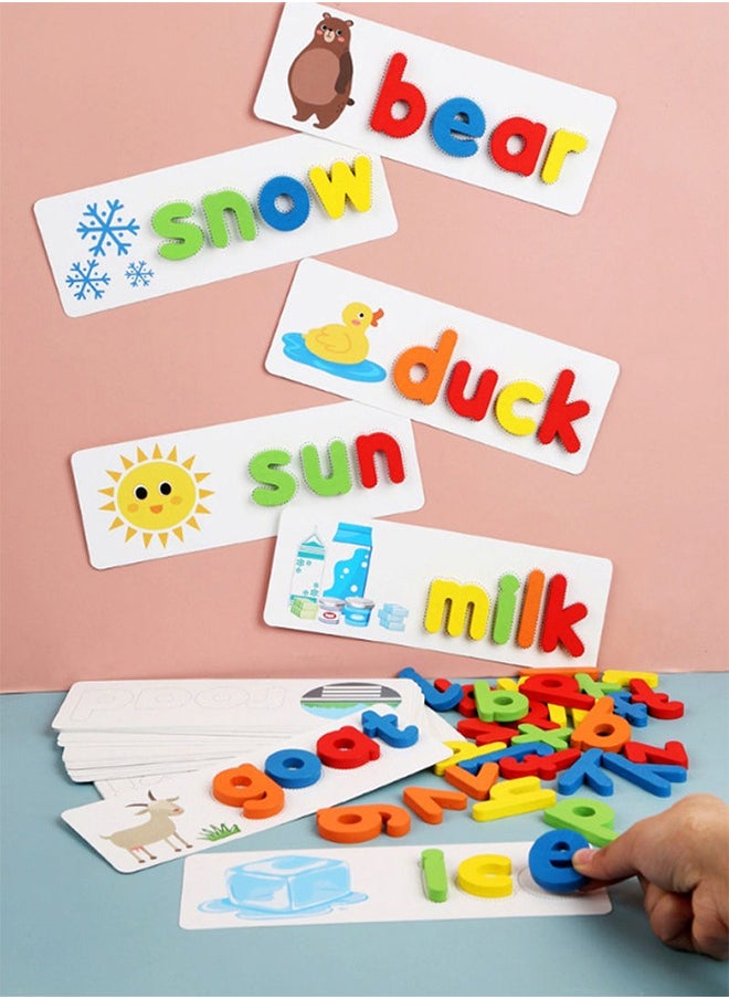 Generic See and Spelling Learning Toy, Matching Letter Games Sight Word Flash Cards Montessori Wooden Educational Toys Gifts for Preschool Kindergarten Kids Boys Girls ﻿  - Image 2