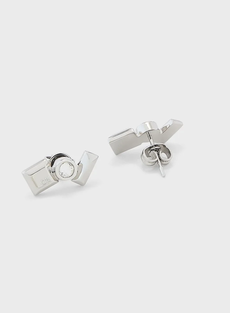 CALVIN KLEIN Stainless Steel With Crystal Earrings