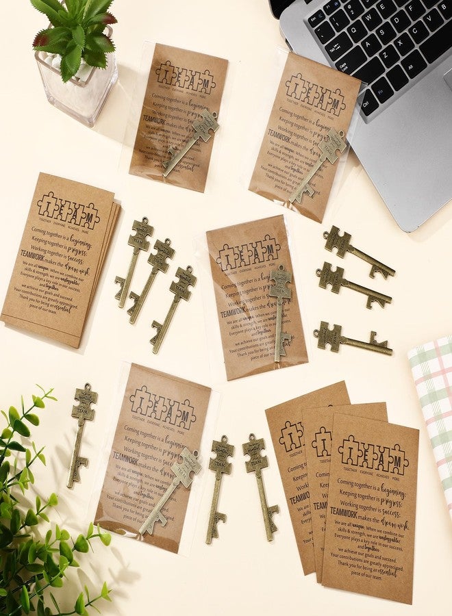Vesici 24 Sets Team Gifts Employees Coworker Appreciation Puzzle Piece Thank You Gifts Bulk for Employee Coworker Puzzle Shaped Bottle Openers Inspirational Card (Bronze Color) - Image 5