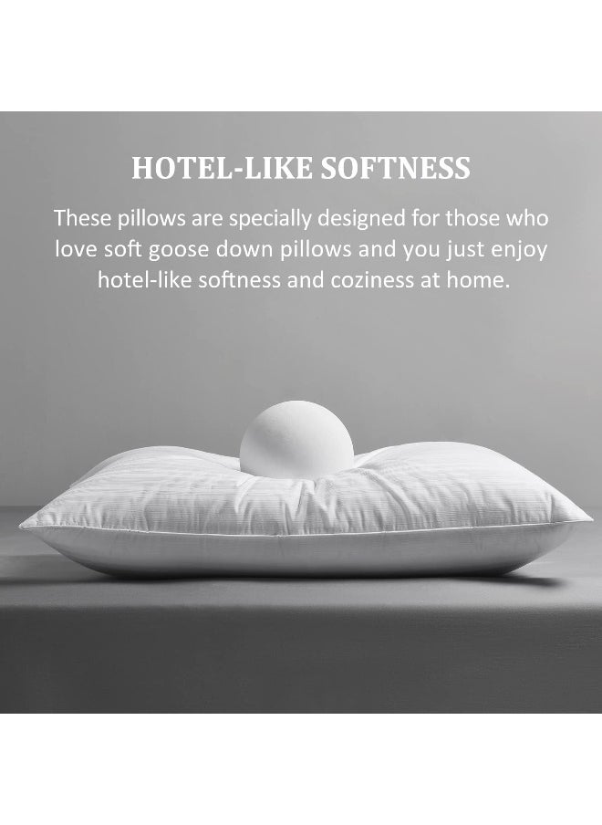 downluxe downluxe Goose Feather Down Pillow - Set of 2 Bed Pillows for Sleeping with Rayon Derived from Bamboo Shell, Queen Size (20x28)  - Image 3