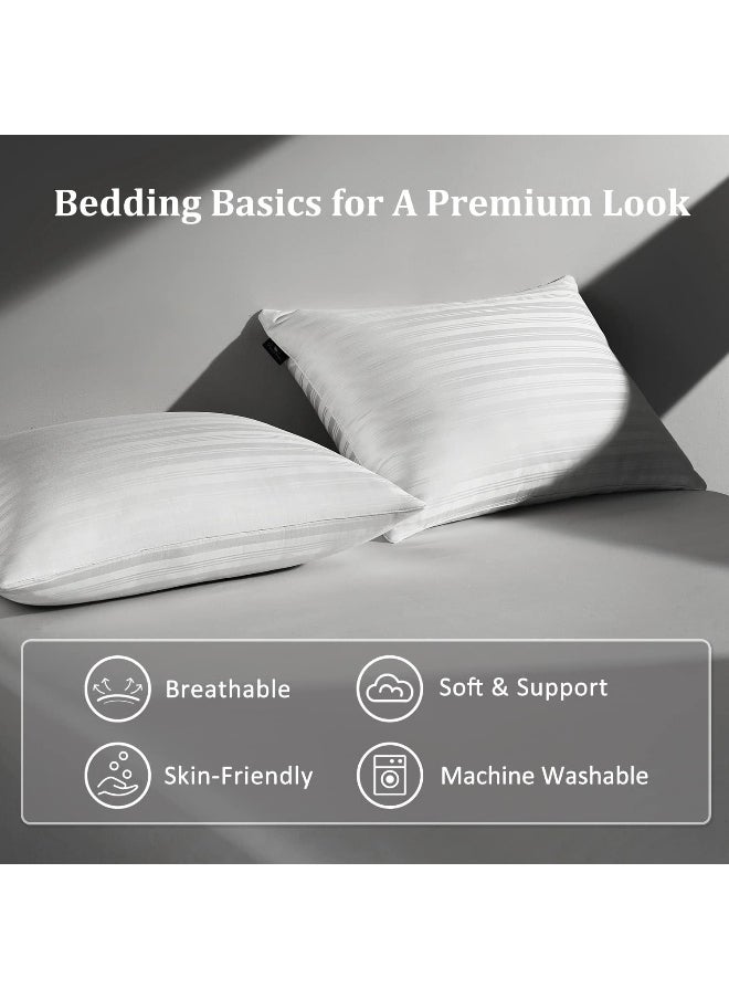 downluxe downluxe Goose Feather Down Pillow - Set of 2 Bed Pillows for Sleeping with Rayon Derived from Bamboo Shell, Queen Size (20x28)  - Image 4