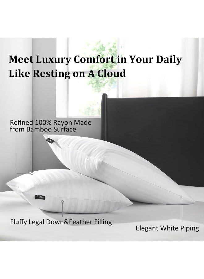 downluxe downluxe Goose Feather Down Pillow - Set of 2 Bed Pillows for Sleeping with Rayon Derived from Bamboo Shell, Queen Size (20x28)  - Image 5
