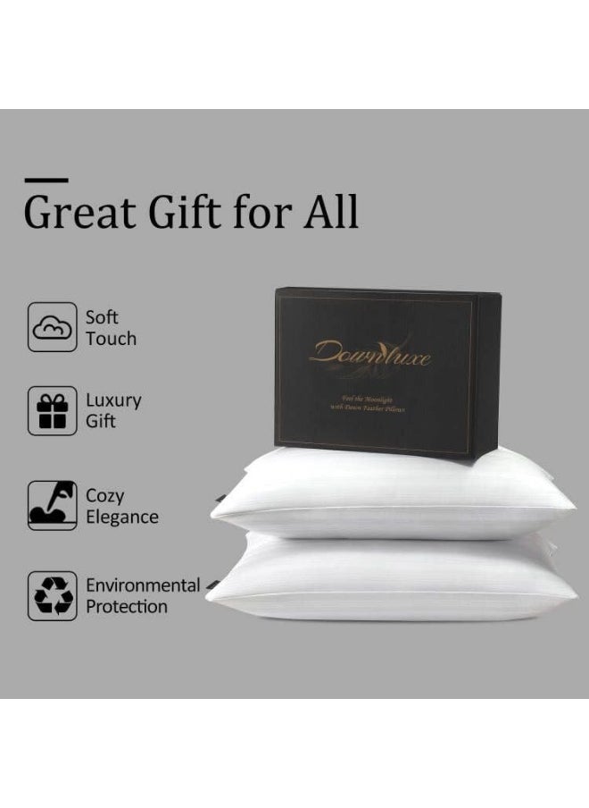 downluxe downluxe Goose Feather Down Pillow - Set of 2 Bed Pillows for Sleeping with Rayon Derived from Bamboo Shell, Queen Size (20x28)  - Image 2