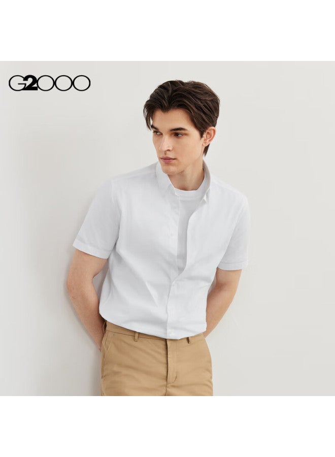 G2000 Men's Cotton Blend Skin-friendly Comfort Short Sleeve Shirt 41131942g2 White 07 - Image 3